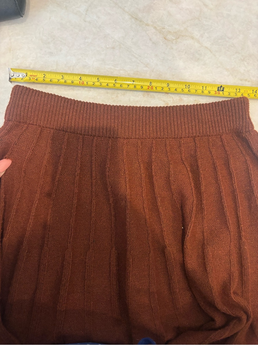 SHEIN Chestnut Pleated Knit Mini Skirt - Picture 4 of 5